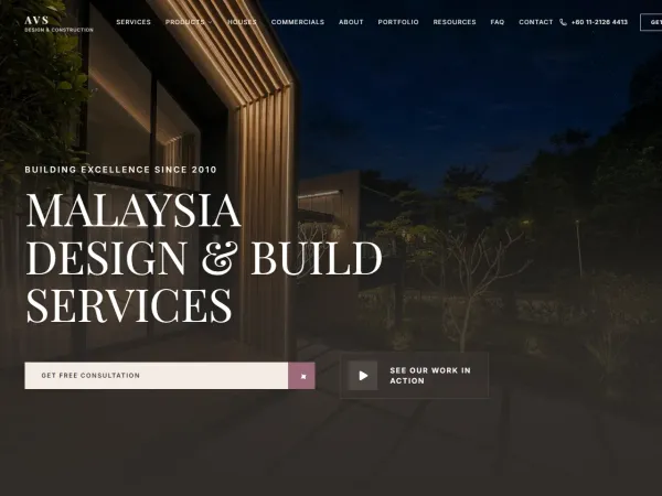 AVS Design & Construction — Premium design & build contractor platform with a 3D-first consultation flow
