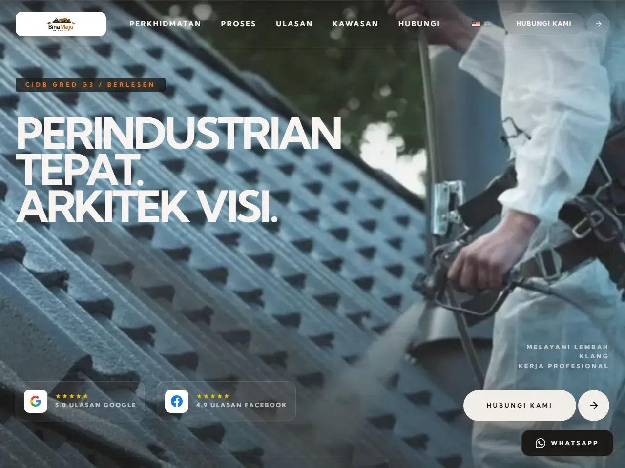 Binamaju Construction — Digital presence demo for a CIDB G3 contractor — Malay-first with WhatsApp lead flow