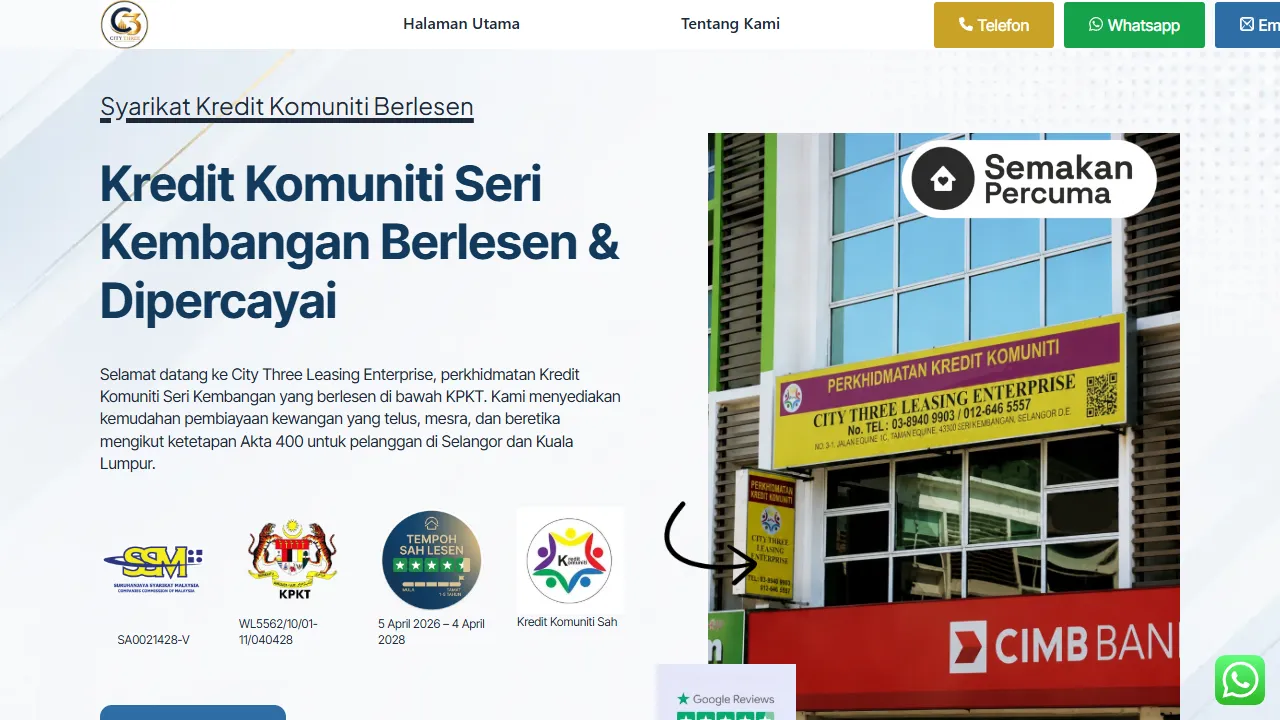 Laman utama desktop CityThree
