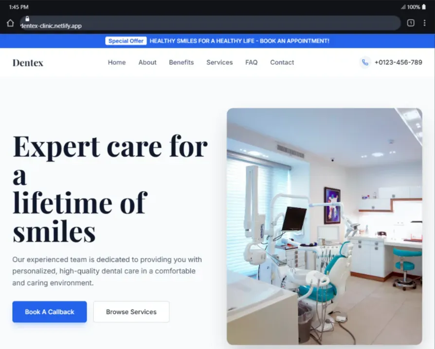 Dentex Clinic — Clean, medical-grade corporate execution