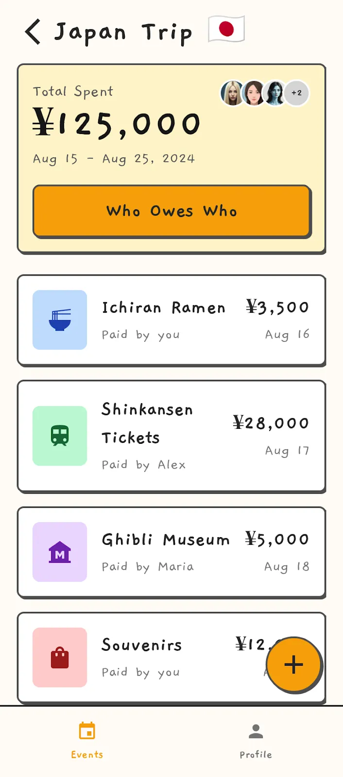 01 / Bring the expenses together — BearSplit UI concept with sample data