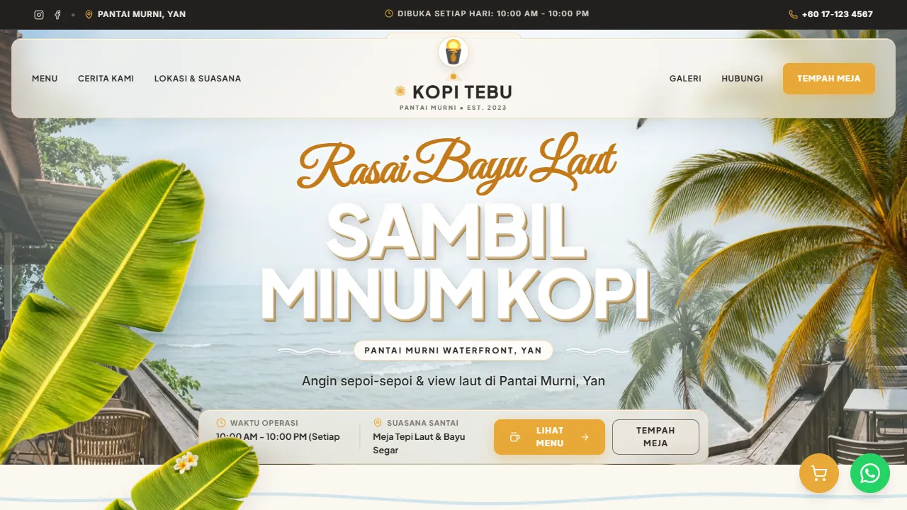 Laman utama desktop Kopi Tebu